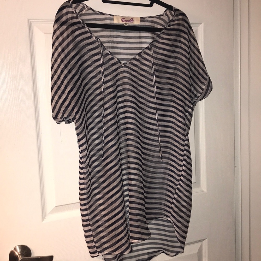Navy & white striped beach cover-up